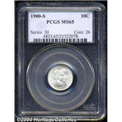 1900-S 10C MS65 PCGS. White, satiny luster