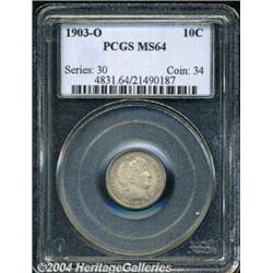 1903-O 10C MS64 PCGS. Even silver-gray toning