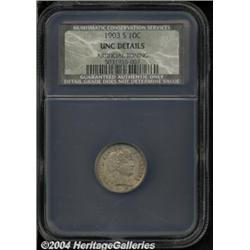 1903-S 10C Unc Details, Artificial Toning,