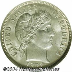 1907-D 10C MS65 NGC. Intensely lustrous with