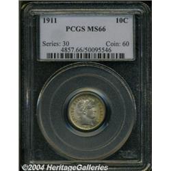 1911 10C MS66 PCGS. A film of light gold