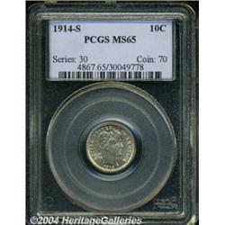 1914-S 10C MS65 PCGS. A superb Gem with just