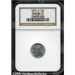 1915-S 10C MS66 NGC. Untoned, silver-white