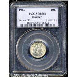 1916 10C MS66 PCGS. Brilliant luster shines