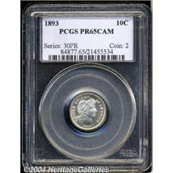 1893 10C PR65 Cameo PCGS. An exquisitely