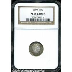 1897 10C PR66 Cameo NGC. A light film of gold