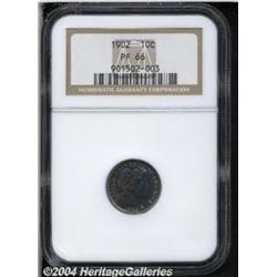 1902 10C PR66 NGC. Strong blue-lilac