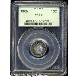1905 10C PR66 PCGS. Bands of aqua-marine,