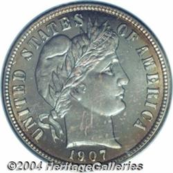 1907 10C PR66 Cameo PCGS. Well mirrored