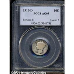 1916-D 10C AG3 PCGS. This is an attractive and