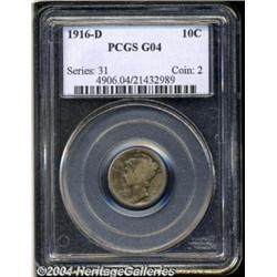 1916-D 10C Good 4 PCGS. Russet toning covers