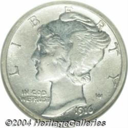 1916-D 10C AU53 NGC. The surfaces retain