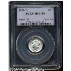 1920-D 10C MS64 Full Bands PCGS. The centers