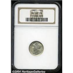 1921 10C MS63 Full Bands NGC. This popular