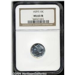 1929-S 10C MS65 Full Bands NGC. A brilliant