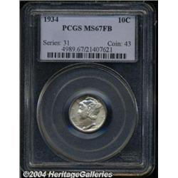 1934 10C MS67 Full Bands PCGS. Dime production