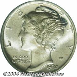 1934 10C MS68 Full Bands PCGS. Ex: Stokely.