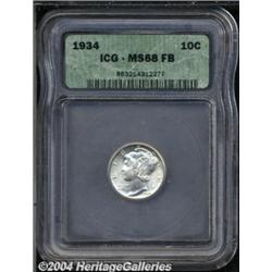 1934 10C MS68 Full Bands ICG. This Superb Gem