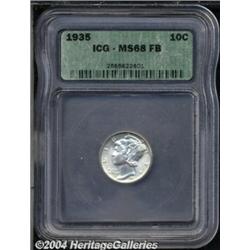 1935 10C MS68 Full Bands ICG. Faint russet