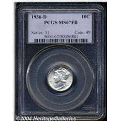 1936-D 10C MS67 Full Bands PCGS. A brilliant