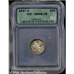 1937-S 10C MS68 Full Bands ICG. Multicolored
