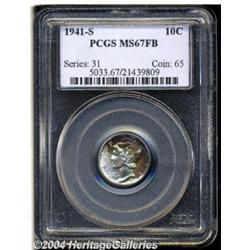 1941-S 10C MS67 Full Bands PCGS. Small S
