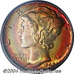 1942 10C MS68 PCGS. Exceptionally attractive