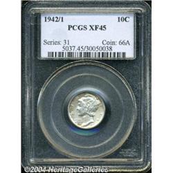 1942/1 10C XF45 PCGS. Light silver-gray patina