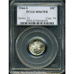 1944-S 10C MS67 Full Bands PCGS. Arcs of
