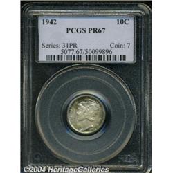 1942 10C PR67 PCGS. Fully struck with highly
