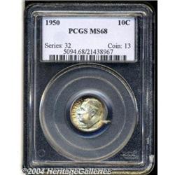 1950 10C MS68 PCGS. Exceptionally bright