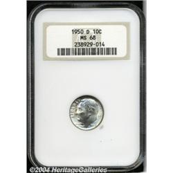 1950-D 10C MS68 NGC. A few splashes of burnt