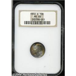 1950-S 10C MS68 NGC. Fully-lustrous, mark-free