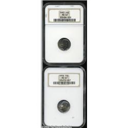 1957 10C MS67 NGC, vibrant ruby-red and