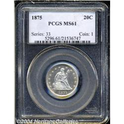 1875 20C MS61 PCGS. A mildly reflective