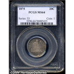1875 20C MS64 PCGS. Steel-blue and