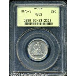 1875-S 20C MS62 PCGS. Softly defined on the