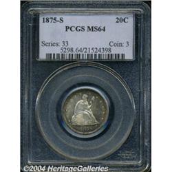 1875-S 20C MS64 PCGS. MPD-001. Navy-blue,