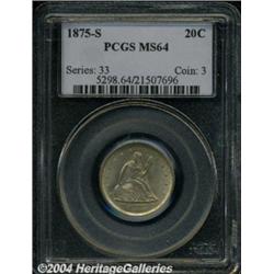 1875-S 20C MS64 PCGS. MPD-003. Hints of tan