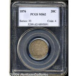 1876 20C MS62 PCGS. Well struck with a deep