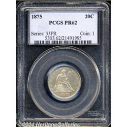 1875 20C PR62 PCGS. A nicely struck pearl-gray