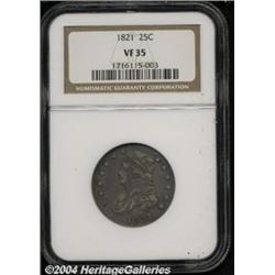 1821 25C VF35 NGC. B-3, R.2. A later die state
