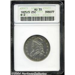 1825/3 25C AU55 ANACS. B-2, R.2. The eighth