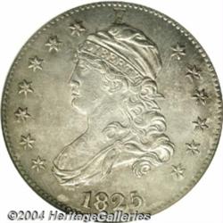 1825/3 25C E Countermark AU58 ANACS. B-2, R.2.