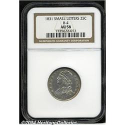 1831 25C Small Letters AU58 NGC. B-4, R.1.
