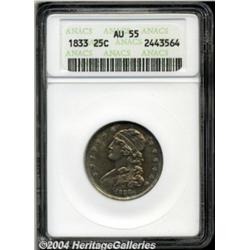 1833 25C AU55 ANACS. B-1, R.2. Period after C.