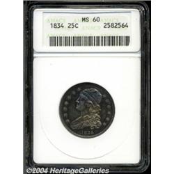 1834 25C MS60 ANACS. B-4, R.1. The eighth and