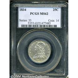 1834 25C MS62 PCGS. B-2, R.4. The first star
