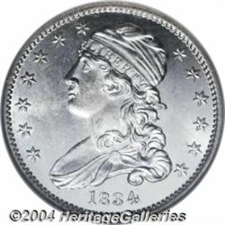 1834 25C MS65 NGC. B-1, R.1. A spectacular Gem