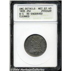 1835 25C--Re-Engraved, Cleaned--ANACS. Unc